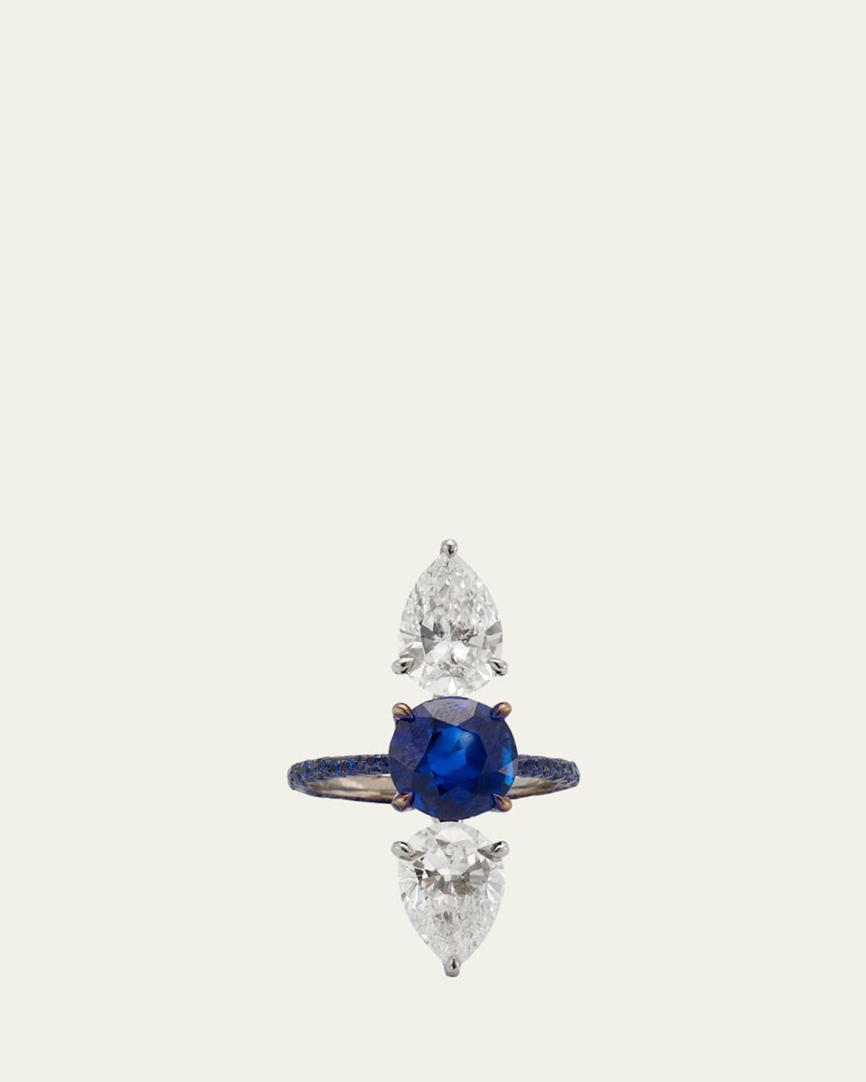 18k White Gold Diamond and Sapphire Ring